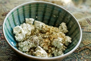 goat cheese and herbs