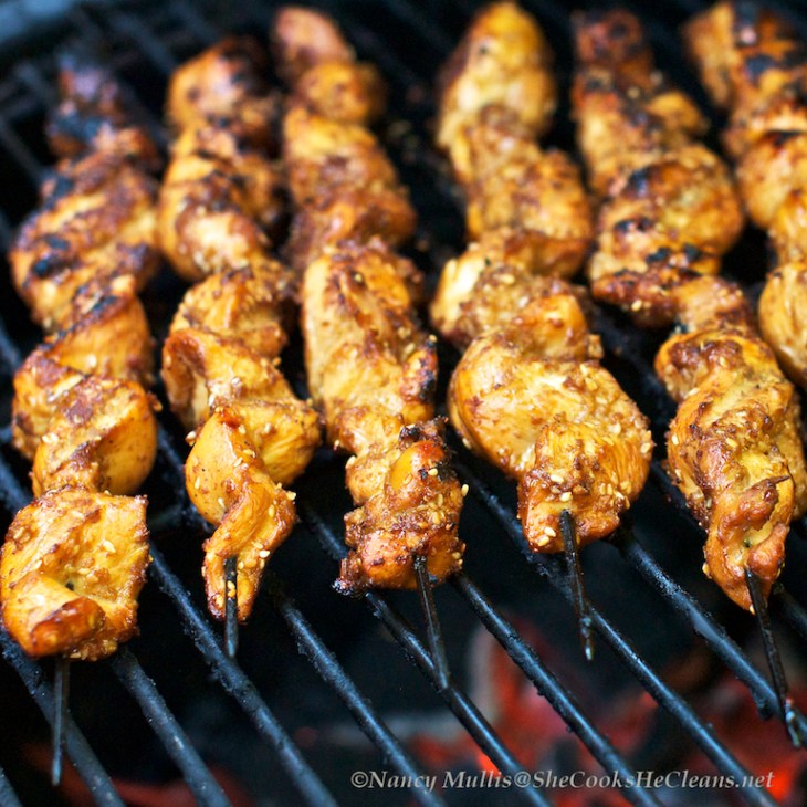 Korean Honey Sesame Chicken Skewers / She Cooks, He Cleans