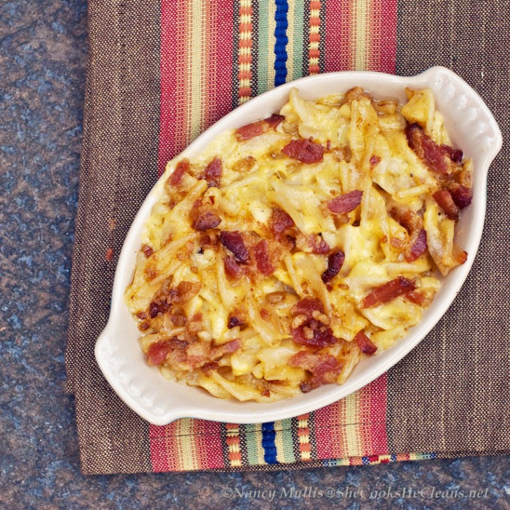 Mac n Cheese with Bacon Topping from SheCooks, He Cleans