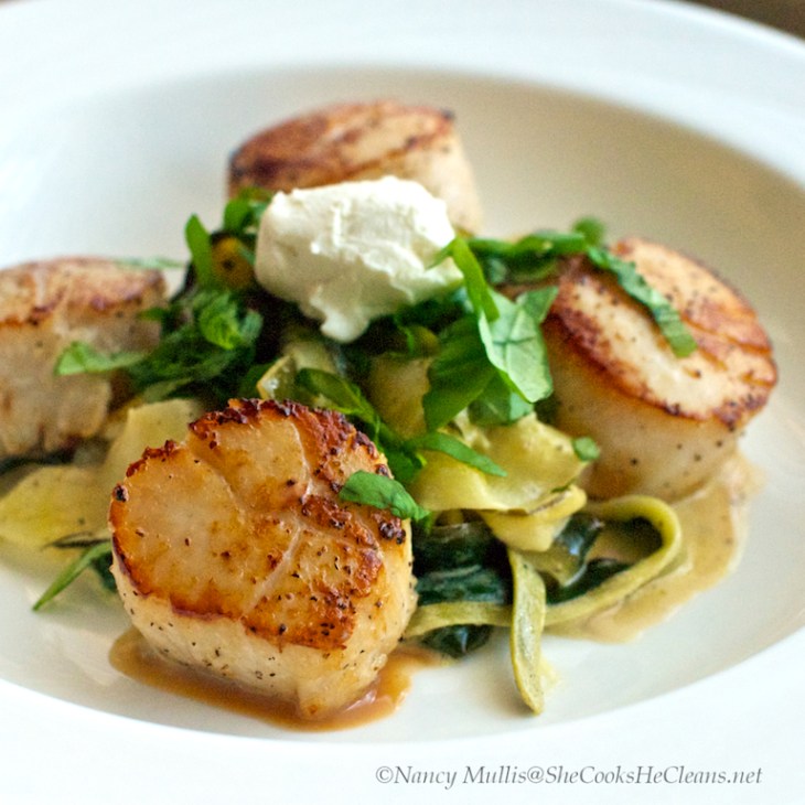 Scallops with Zucchini Ribbons