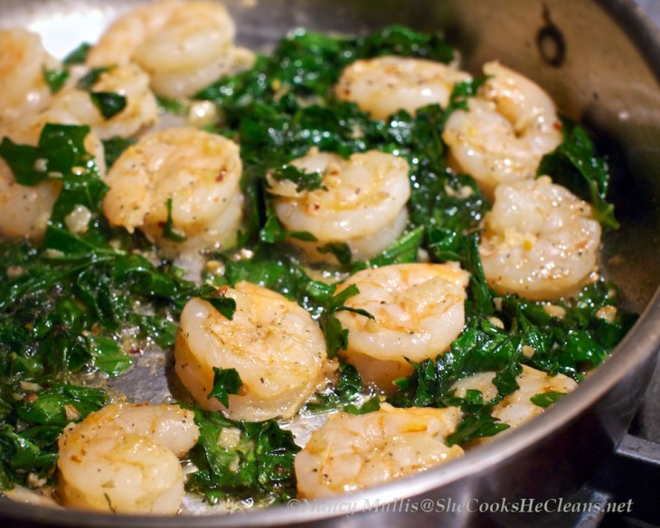 Saute of Shrimp, Kale, and Garlic  / She Cooks, He Cleans