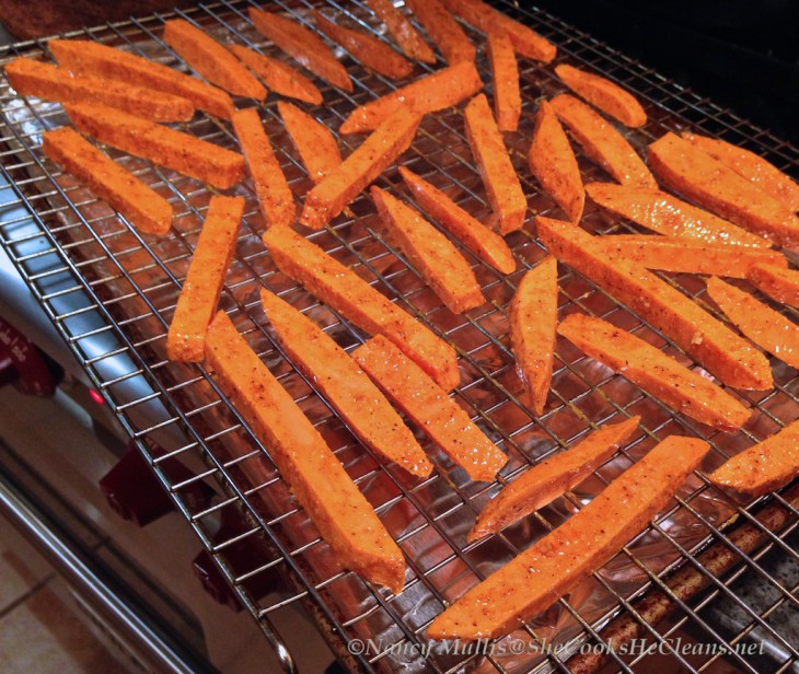 Sheet of sweet potato fries / shecookshecleans.net